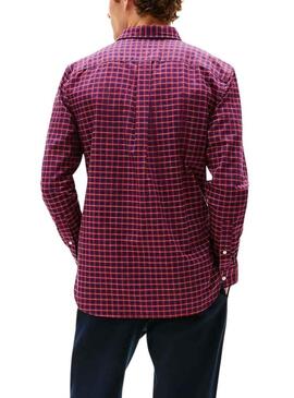 Camicia Tommy Hilfiger Check rossa e blu scuro per uomo