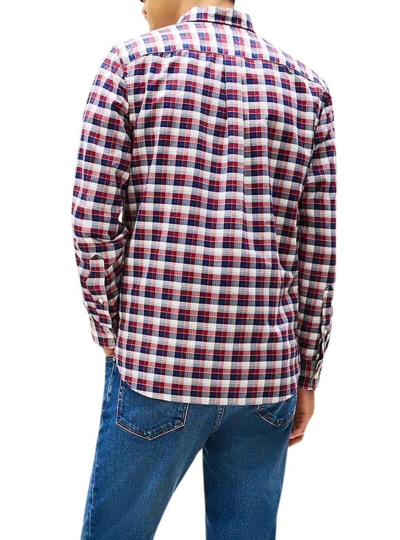 Camicia Tommy Hilfiger Tartan rossa e blu per uomo.