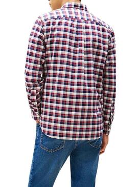 Camicia Tommy Hilfiger Tartan rossa e blu per uomo.