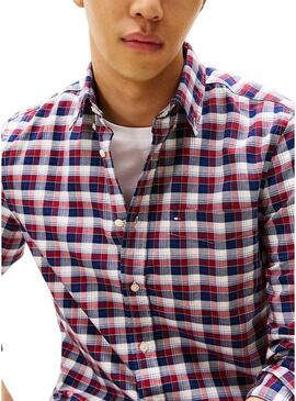 Camicia Tommy Hilfiger Tartan rossa e blu per uomo.