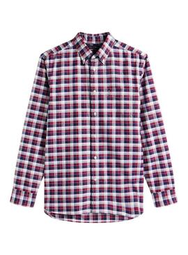 Camicia Tommy Hilfiger Tartan rossa e blu per uomo.