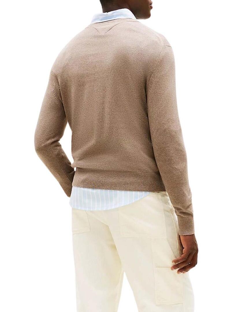 Maglione beige Tommy Hilfiger Crew Neck per uomo.