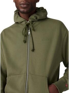 Felpa Levis Full Zip verde per uomo