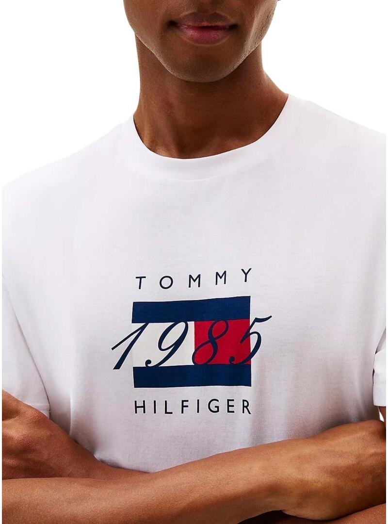 Maglietta Tommy Hilfiger Linear bianca per uomo
