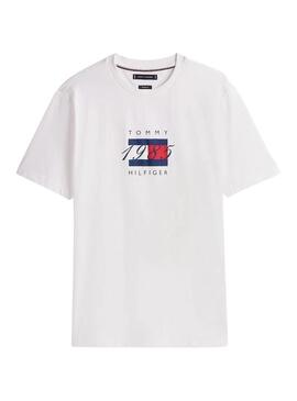 Maglietta Tommy Hilfiger Linear bianca per uomo