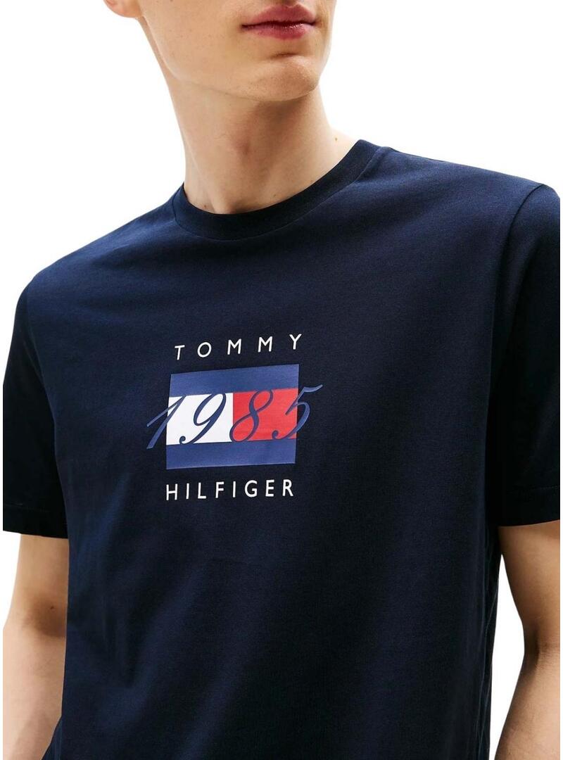 Maglietta Tommy Hilfiger Linear blu scuro per uomo.
