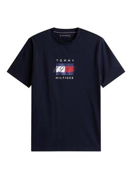 Maglietta Tommy Hilfiger Linear blu scuro per uomo.