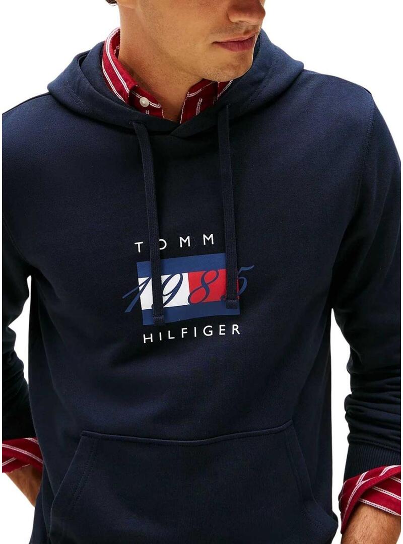 Felpa Tommy Hilfiger Linear blu marino per uomo