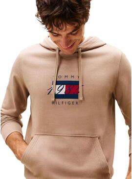Felpa Tommy Hilfiger Linear beige per uomo