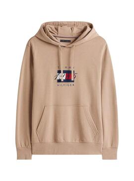 Felpa Tommy Hilfiger Linear beige per uomo