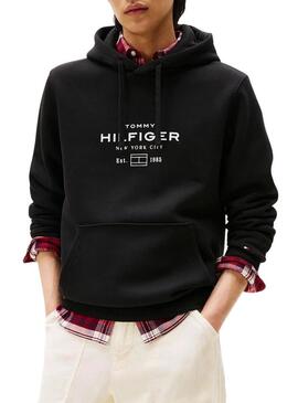 Felpa Tommy Hilfiger Oval nera per uomo