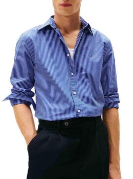 Camicia Tommy Hilfiger Hairline blu per uomo