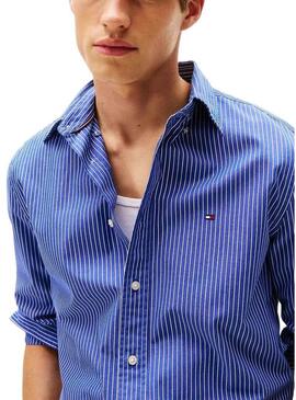 Camicia Tommy Hilfiger Hairline blu per uomo