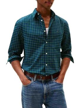 Camicia Tommy Hilfiger Oxford tartan verde per uomo