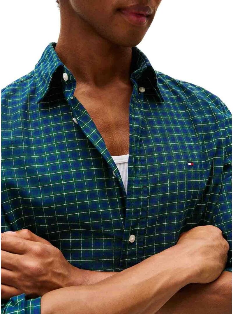 Camicia Tommy Hilfiger Oxford tartan verde per uomo
