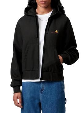 Felpa con zip Carhartt nera per donna