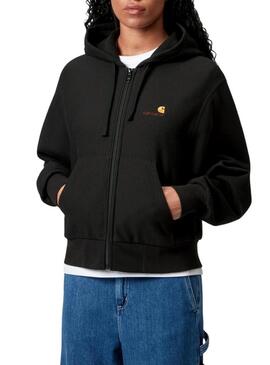 Felpa con zip Carhartt nera per donna