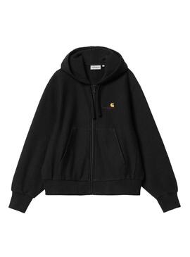 Felpa con zip Carhartt nera per donna