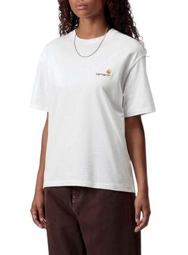 Maglietta Carhartt American Script bianca per donna.