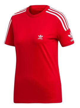 T-Shirt Adidas 3 bande Rosso Donna