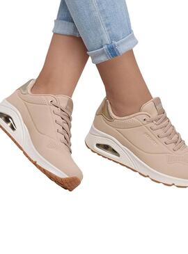 Sneakers Skechers Uno Shimmer rosa per donna