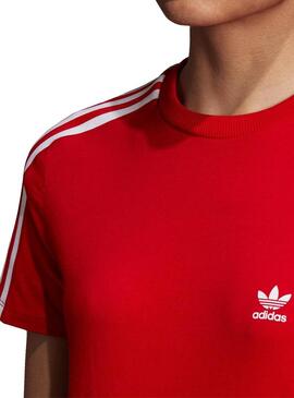 T-Shirt Adidas 3 bande Rosso Donna