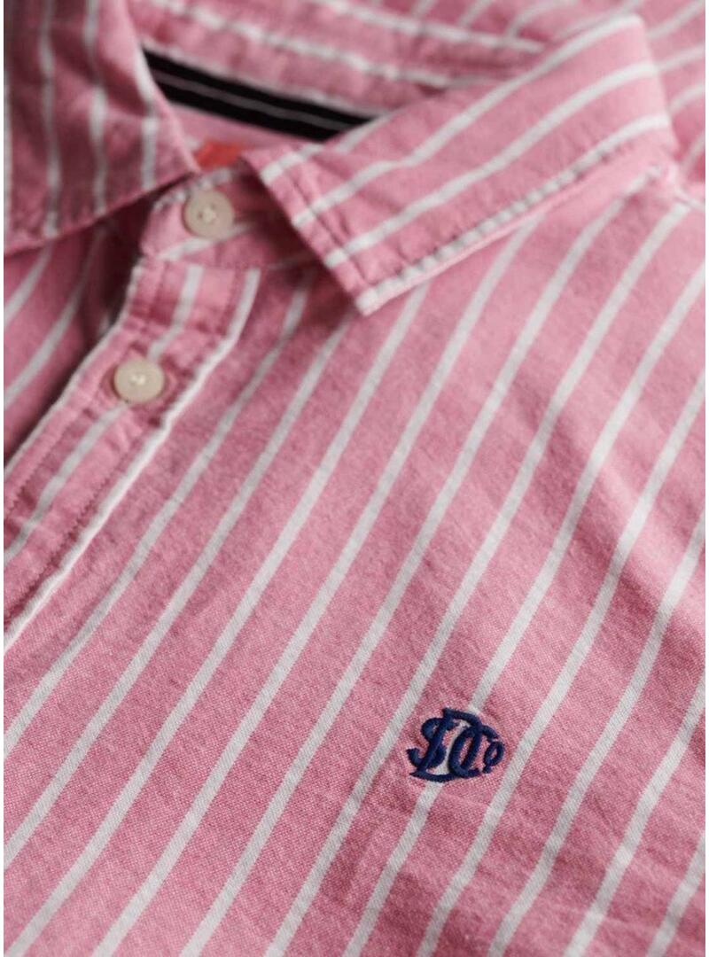 Camicia Superdry a righe rosa e bianche Oxford per donna