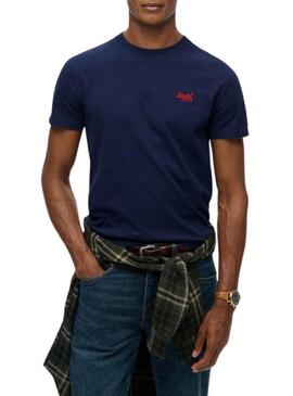 Maglietta Superdry Essential Logo blu per uomo