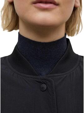 Cappotto Ecoalf Tiago nero reversibile per donna.