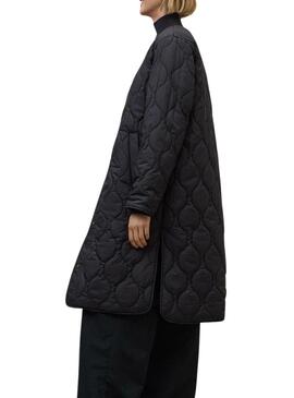Cappotto Ecoalf Tiago nero reversibile per donna.