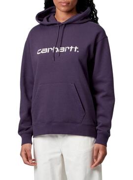 Felpa con cappuccio Carhartt viola da donna.
