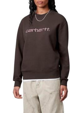 Felpa Carhartt Script marrone per donna.