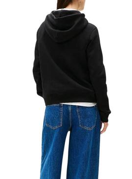 Felpa Tommy Jeans Linear nera da donna