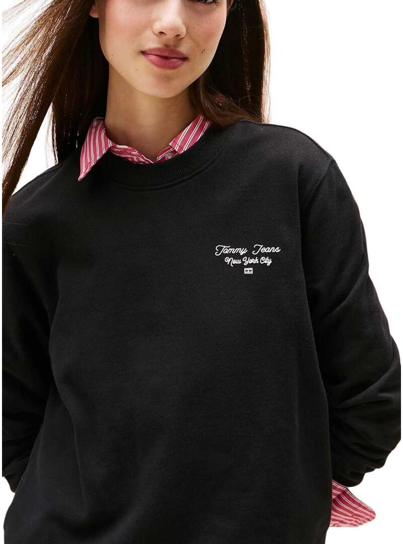 Felpa Tommy Jeans Ess Logo nera per donna