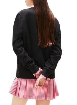 Felpa Tommy Jeans Ess Logo nera per donna