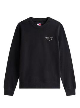 Felpa Tommy Jeans Ess Logo nera per donna