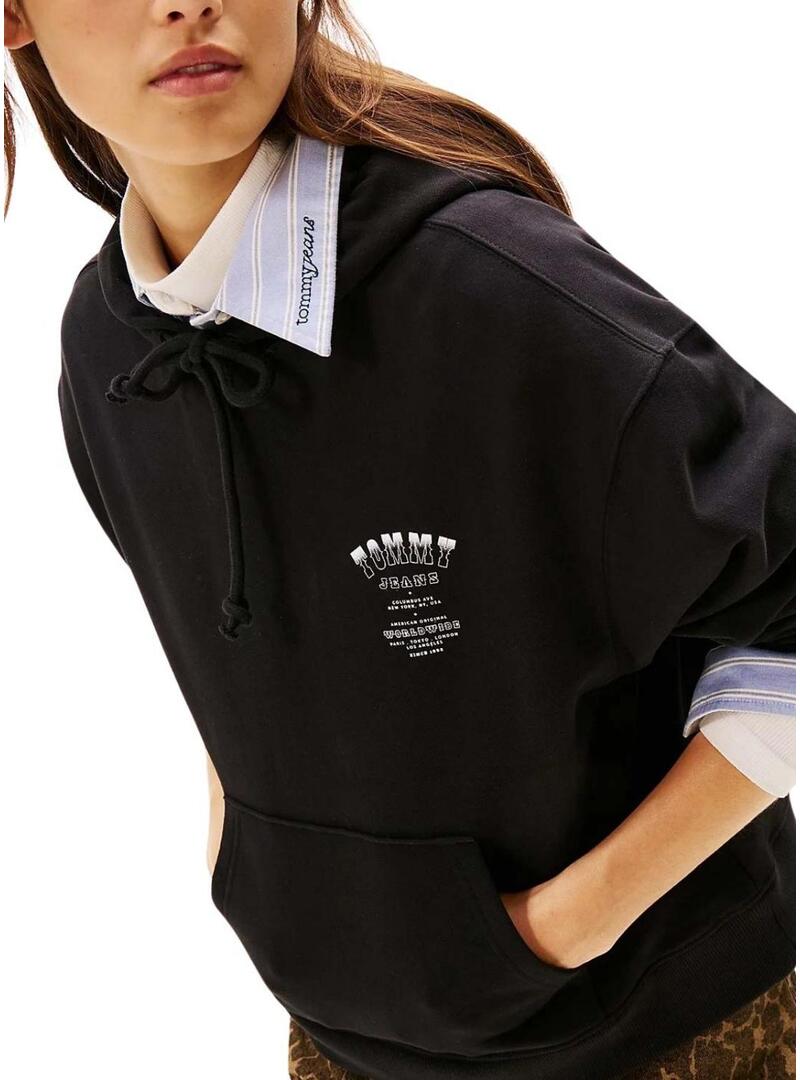 Felpa Tommy Jeans Western nera per donna