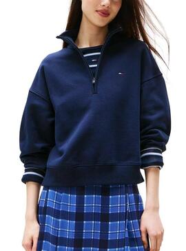Felpa Tommy Jeans Boxy blu per donna