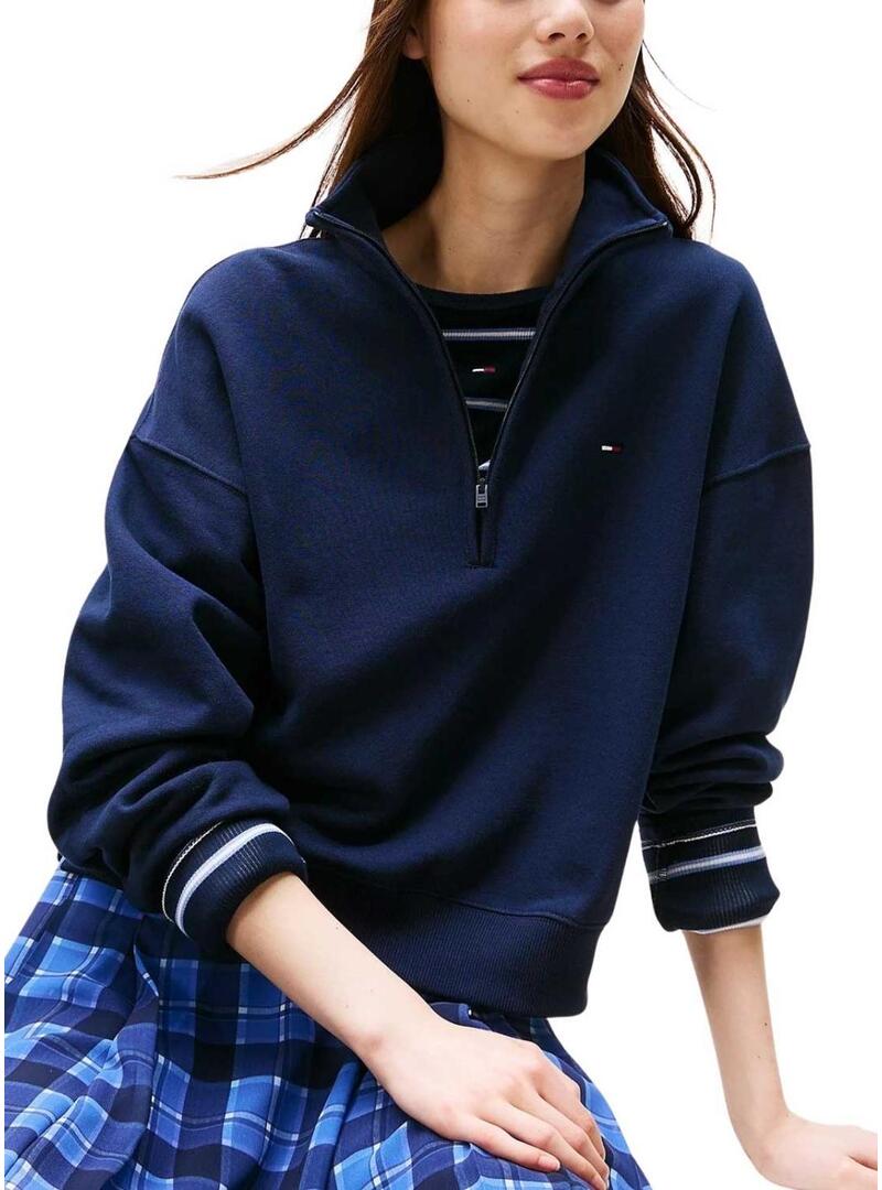 Felpa Tommy Jeans Boxy blu per donna