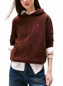 Felpa con cappuccio marrone Tommy Jeans per donna