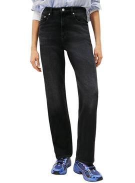 Pantaloni in denim Tommy Jeans Layla neri per donna