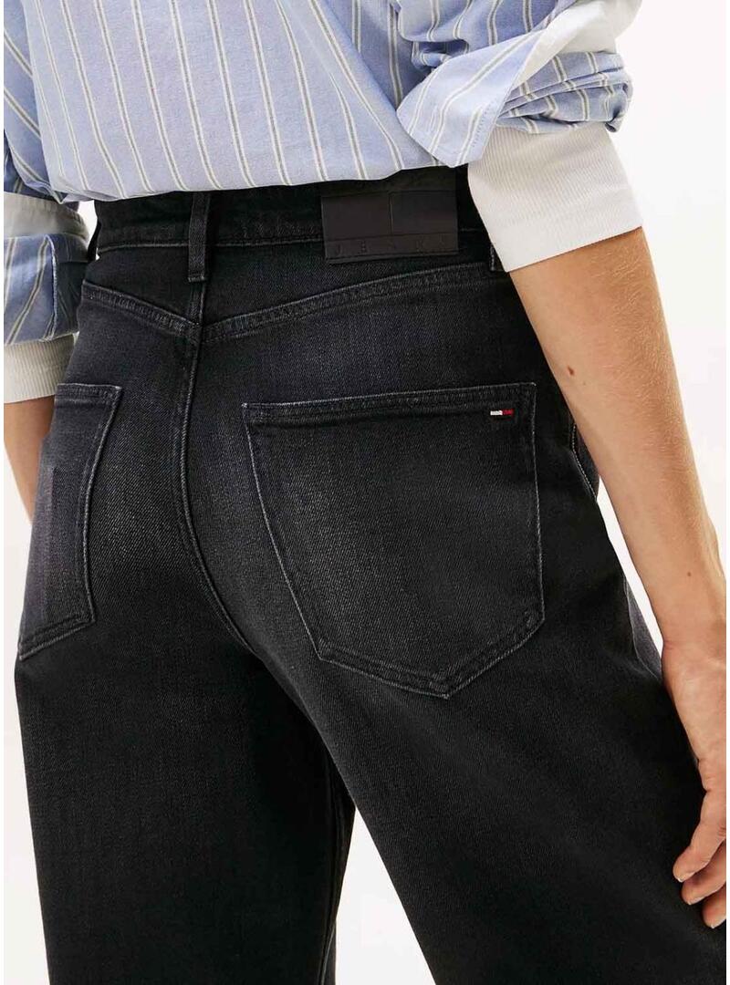 Pantaloni in denim Tommy Jeans Layla neri per donna