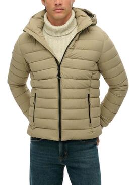 Giacca trapuntata Superdry Fuji beige per uomo.