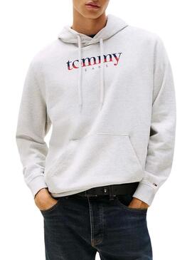 Felpa Tommy Jeans Hoodie DNA grigia per uomo