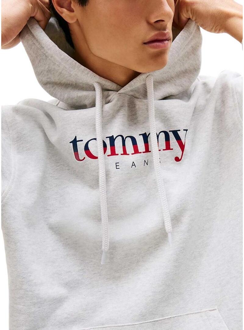 Felpa Tommy Jeans Hoodie DNA grigia per uomo