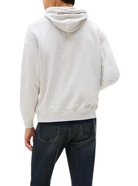 Felpa Tommy Jeans Hoodie DNA grigia per uomo