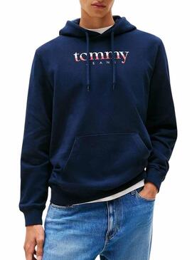 Felpa Tommy Jeans Hoodie DNA blu per uomo