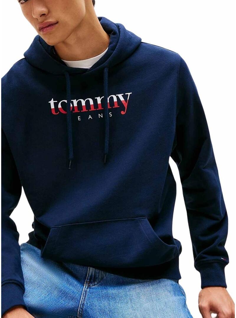 Felpa Tommy Jeans Hoodie DNA blu per uomo