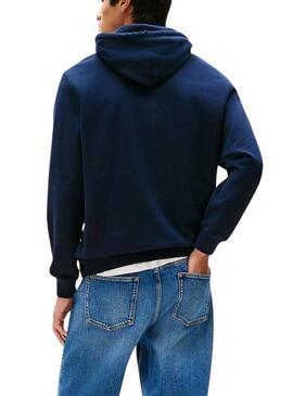 Felpa Tommy Jeans Hoodie DNA blu per uomo