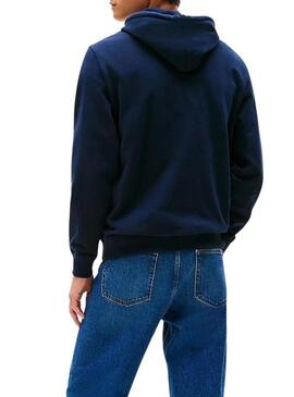 Felpa Tommy Jeans Flag blu scuro per uomo